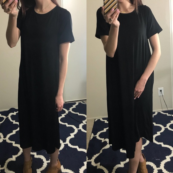 Black Midi Dress With Pockets - Picture 3 of 4